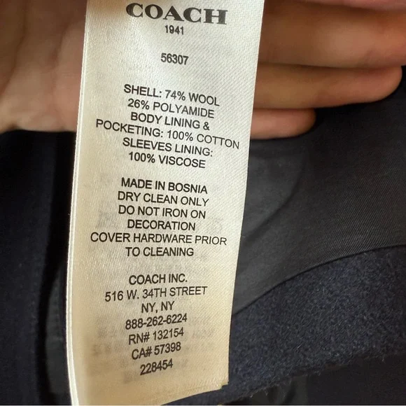 Coach 1941 Naval Officer Double Breasted Navy Wool Pea Coat with jeweled patches - Picture 10 of 10